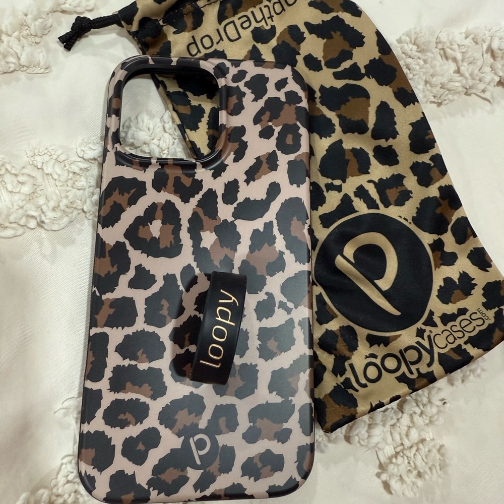 iPhone 16 Pro Max Lefty Loopy Case Black and Brown Leopard Print Phone Case